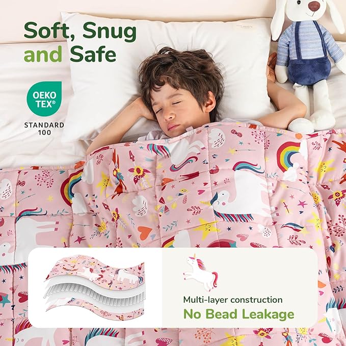 Sivio Weighted Blanket 3lbs, Unicorn Small Cooling Heavy Blankets, Washable Breathable Weighted Throw Blanket for Sleep, 36"x48"-3lb, Pink