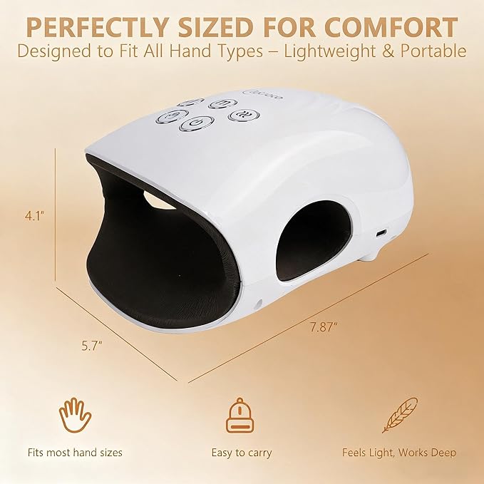 cotsoco Hand Massager with Heat and Compression for Arthritis and Carpal Tunnel, Birthday Gifts for Women Mom Men,White, Gift for Birthday (Coloured Ribbon & Gift Box)