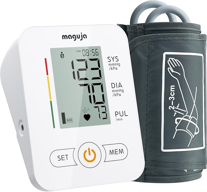 Arm Blood Pressure Monitor,maguja Blood Pressure Machine,BP Monitor Automatic Upper Arm Digital with Blood Pressure Cuff for Home Use (White)