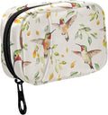 Fustylead Beautiful Hummingbirds and Leaves Pill Organizer for Purse, Weekly Portable Pill Box with Zipper to Storage Vitamins Fish Oils Medications Supplements