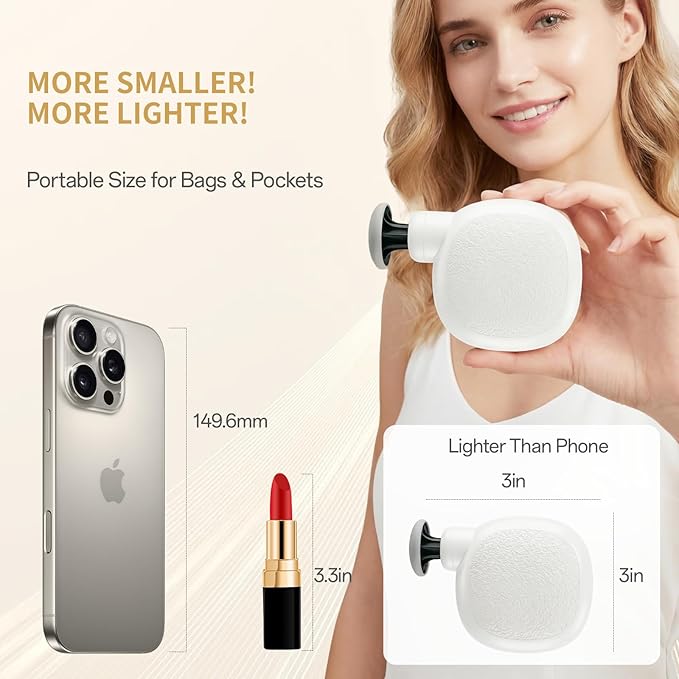 Mini Massage Gun Deep Tissue with 3 Heads, 80% Smaller Percussion Handheld Muscle Massager for Full Body Relief, 0.4lbs Portable Massage Gun with 4 Speeds for Travel, Home, Gifts for Women & Men