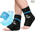ComfiTECH Dual-Gel Ankle Ice Pack Wrap with Extended 30-Minute Cooling, Detachable Ice Pack & Flexible Reusable Gel Ice Sleeve Brace for Plantar Fasciitis, Achilles Tendonitis, M, 2 Packs