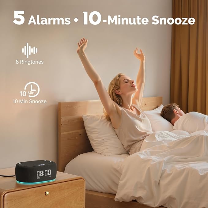 1Mii White Noise Sound Machine for Sleep, Pink Noise Machines for Baby Adults Sleeping, 18 Soothing Sounds with 7-Color Night Light, Timer, Alarm Clock, 16 Volume Levels, Easy App Control - Purple