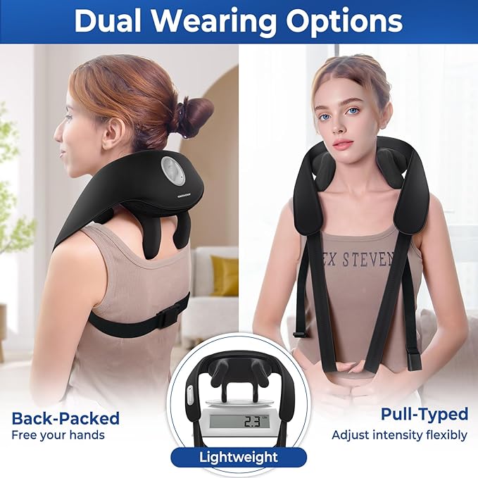 KingPavonini Width Adjustable Neck Massager with 5 Heat Zone, Wireless 6D Shiatsu Shoulder Massager for Pain Relief Deep Tissue, Massager for Neck and Shoulder Pain, Gifts for Men Women Dad Mom
