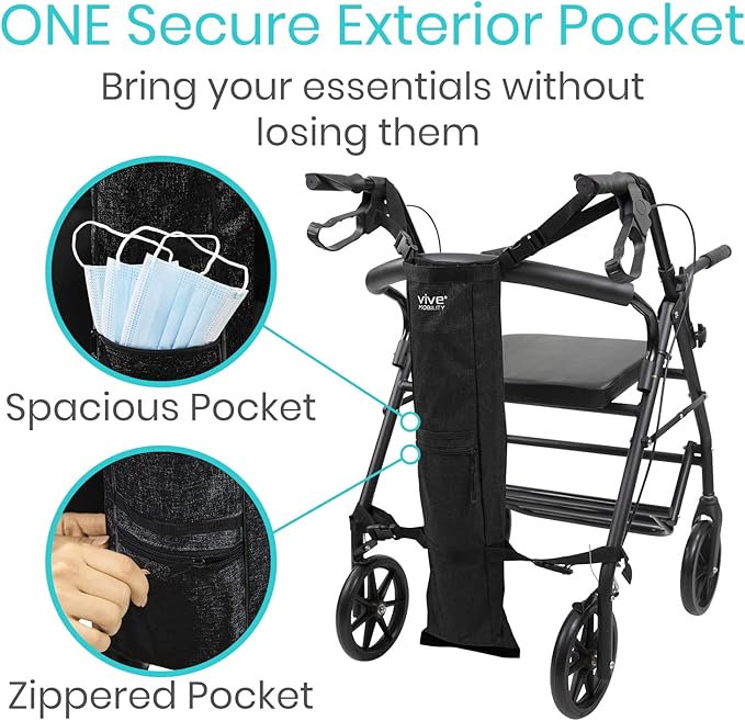 Vive Oxygen Tank Holder for Wheelchair - Portable Medical Cylinder Backpack for Travel - Carrier Accessories Bag for Walker, Rollator, Scooter - Case Fits Canister Sizes M2, M4, M6, M9, C, D, E