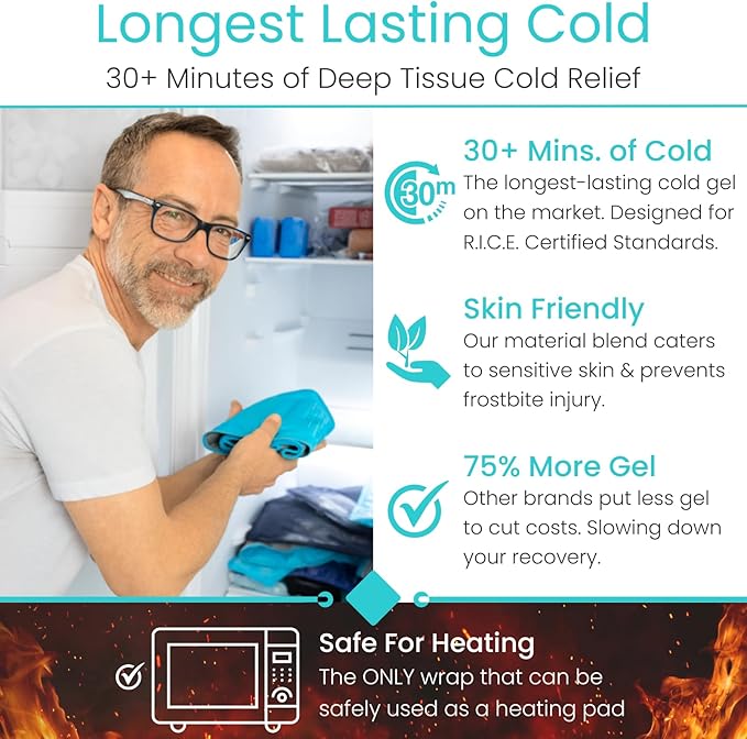 Vive Calf & Shin Ice Pack Wrap (Single) - Extra Strength Hot & Cold Therapy for Shin Splints & Leg Pain - Adjustable Compression Straps to Stay in Place - Flexible When Frozen with 30+ Minutes of Cold