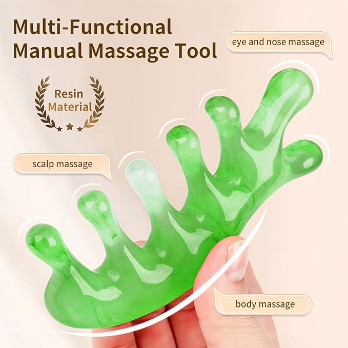 Multi-Functional Manual Massage Tool, Suitable for The Face, Eyes, Head and Neck. It is Used to Reduce Wrinkles, Shape The Jawline and Reduce Swelling. Skin Care Tool (Green)