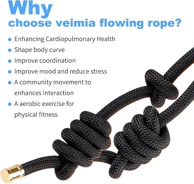 Flow Rope for Fitness High Performance Double Woven Workout Rope Adjustable Flow Jump Rope for Men Women Training Indoor Outdoor Cardio Exercise Ropes for beginner