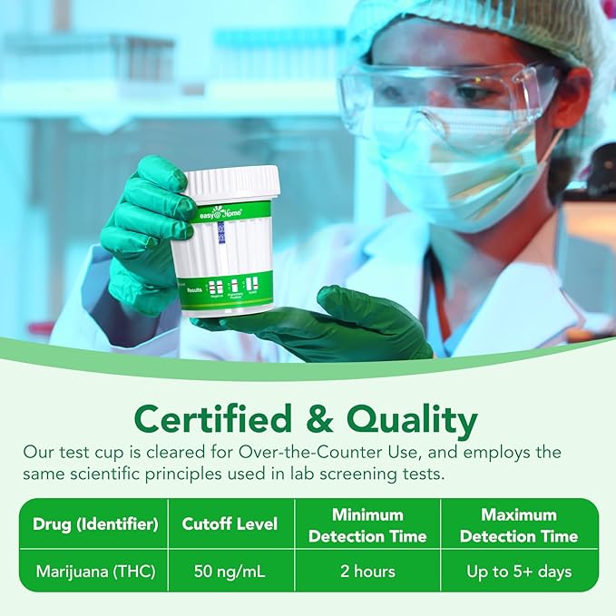 Easy@Home Marijuana Test Cup: Instant THC Test for Home Urine Drug Screen, 2-Pack Marijuana Weed Urine Testing Kit for Detox Employment Screening, 50ng/mL Cutoff -#ECTH4-114A3