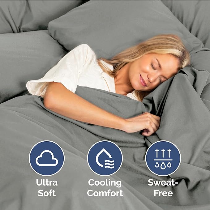 Full Size 4 Piece Sheet Set - Extra Soft, Breathable & Cooling Sheets - Hotel Luxury Durable Bed Sheets for Women & Men - Deep Pockets, Easy-Fit & Wrinkle-Free Sheets - Slate Grey Oeko-Tex Bed Sheets