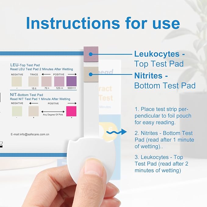 UTI Test Strips for Home Use Detects White Blood Cells and nitrites in Urine 2-Minute Rapid Results Suitable for Women, Men, and Children Urinary Tract Infection Test Strips (6 Pack)