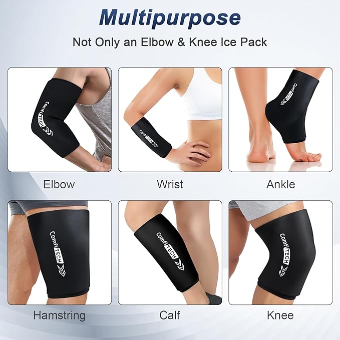 ComfiTECH Elbow Knee Ice Pack Wrap Sleeve, Multi-Use Ice Pack for Knee, Calf, Thigh, Flexible Ice Sleeve for Leg Discomforts, Muscle Relaxation, X-Large