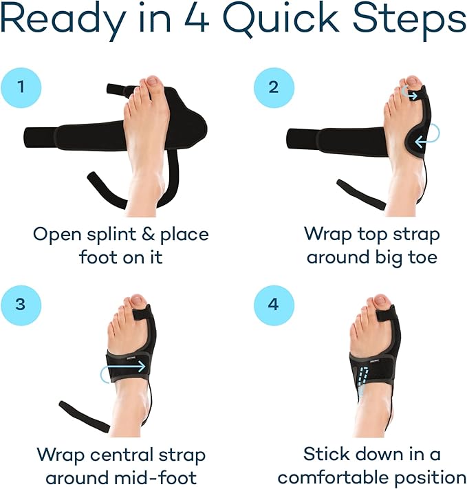 Caretras 2-Pack Bunion Corrector for Women & Men, Orthopedic Bunion Splint for Hallux Valgus Pain Relief, Big Toe Separator, Adjustable Day/Night Support, Comfortable Hammer Toe Straightener