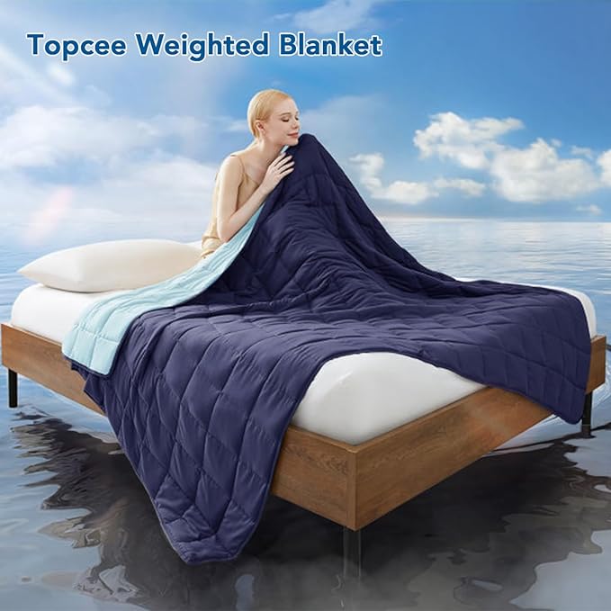 Topcee Weighted Blanket (20lbs 80"x87" King Size) Soft Cooling Heavy Blanket Sleeping, Apply to 190-210 lbs Body, Thick Breathable Blanket with Glass Bead, Easy Care