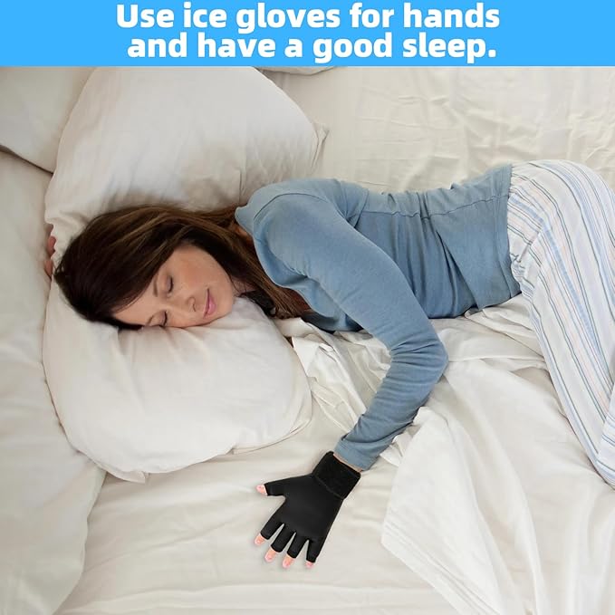 2pcs Finger Arthritis Compression Hand Ice Pack Gloves for Pain Relief, Adjustable Wrist Ice Pack for Hot & Cold Therapies, Reusable Finger Ice Gloves Sleeve for Tendinitis, Carpal Tunnel