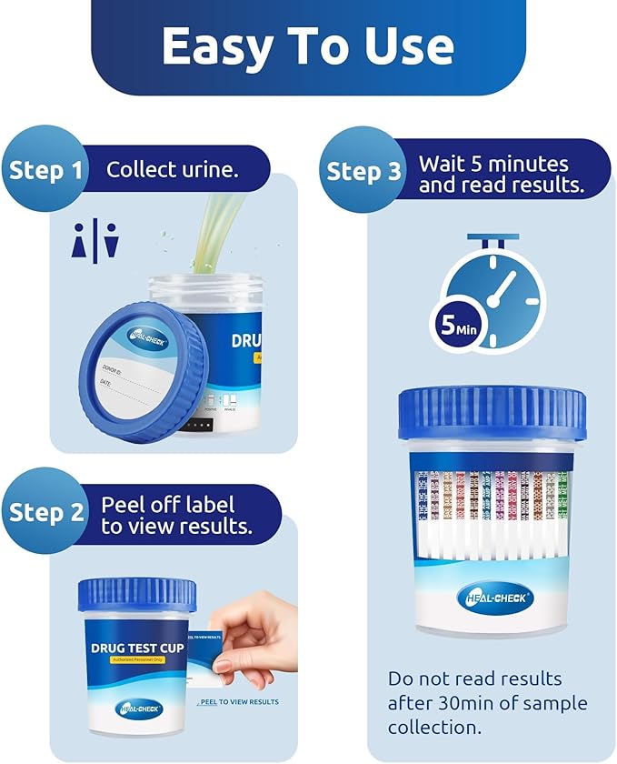 6 Pack Multi Drug Urine Test Cup 12 Panel with Temperature Strip,Testing 12 Different Drugs,Instant Multi Panel Drug Screening Test Kit