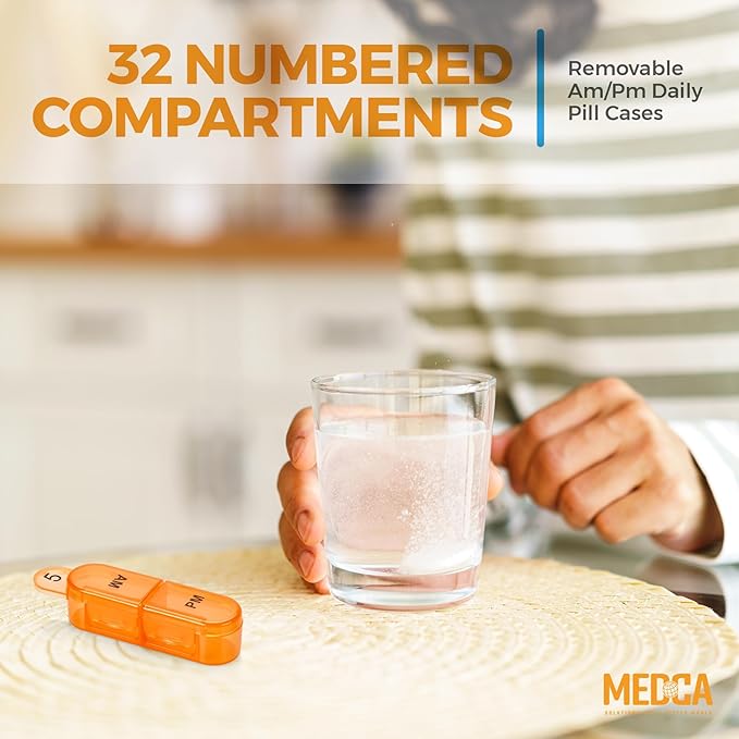 Monthly Pill Organizer 2 Times a Day - 30 Day AM/PM Pill Box with Removable Daily Compartments & Storage Tray, Large Capacity 1-Month Medicine Organizer Case for Vitamins & Supplements, BPA-Free