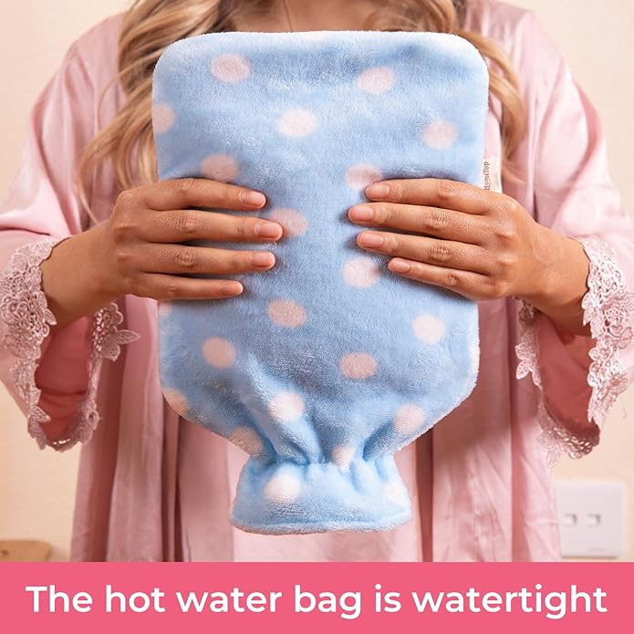HomeTop Premium Classic Rubber Hot or Cold Water Bottle with Soft Fleece Cover