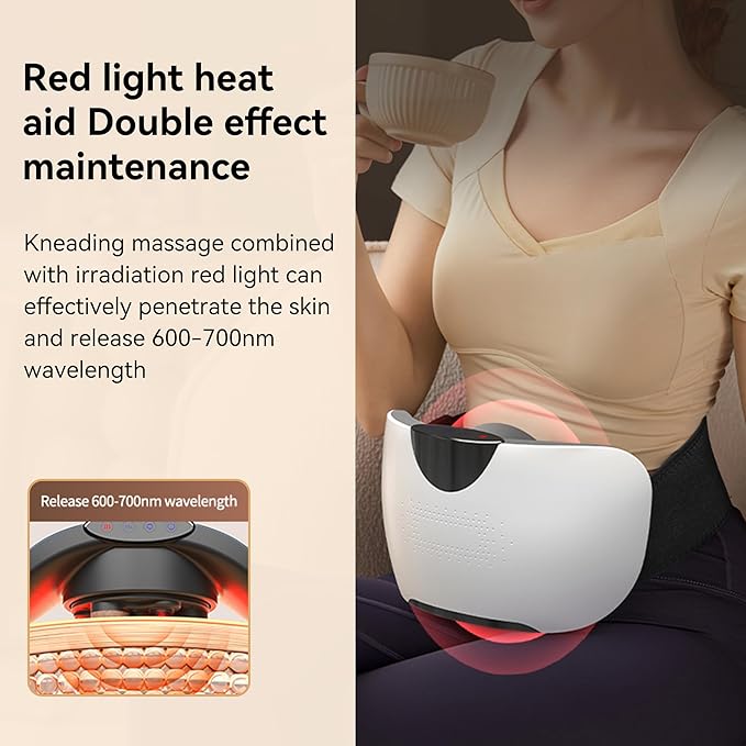 Automatic Abdominal Massager, Bianstone Belly Rubbing Instrument, Dual-use for Waist and Abdomen, Positive and Negative Massage, Flatulence Relief, Promote Intestinal Peristalsis (White)