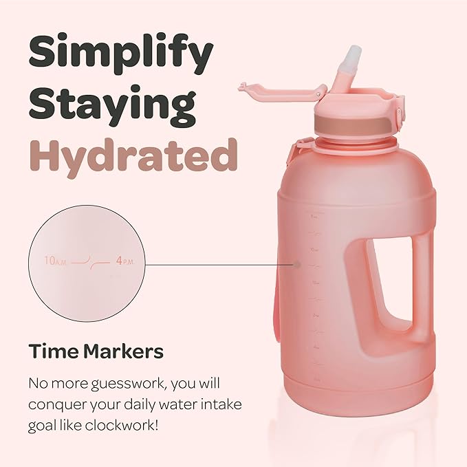 Hydracy Water Bottle with Time Marker -Large BPA Free Water Bottle & No Sweat Sleeve -Leak Proof Gym Bottle with Fruit Infuser Strainer & Times to Drink -Ideal for Fitness Sports & Outdoors