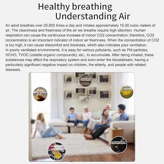 18 in 1 Air Quality Monitor Weytoll Smart Air Quality Tester Temperature and Humidity Meter with Color Screen for Home Office, Detect Indoor PM0.3 PM0.5 PM1.0 PM5.0 PM10 CO2 C6H6 TVOC