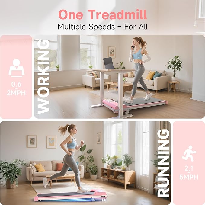 2 in 1 Walking Pad with Handle Bars, 8% Incline Foldable Treadmills for Home Office Ultra Quiet <40dB, 3.5 HP Portable Walking Jogging Running Machine with LED Display & Remote, 320+LB Capacity