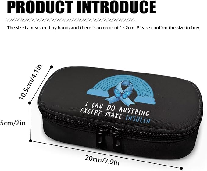Rnyleeg Insulin Cooler Travel Case Blue Ribbon Insulin Bags for Women Reusable Diabetic Bags for Supplies Black Medicine Storage Bag