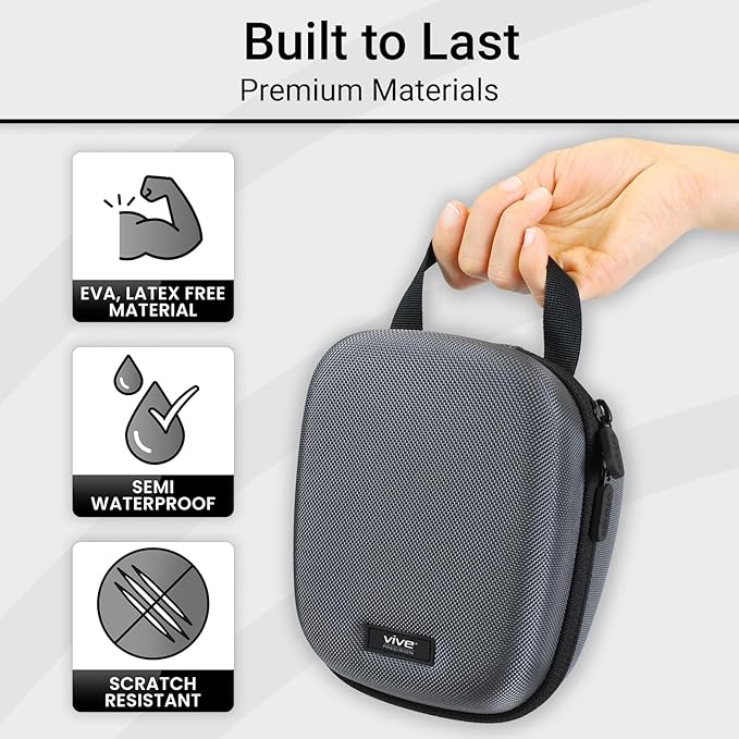 Vive Precision Blood Pressure Monitor Case - Hard Carrying Medical Travel Storage Bag - Universally Compatible Portable BPM Cuff, Health Accessories Pouch Replacement with Carrying Strap - Shockproof