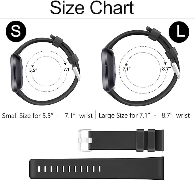 8 Pack Sport Bands Compatible with Fitbit Versa 2 / Fitbit Versa/Versa Lite/Versa SE, Classic Soft Silicone Replacement Wristbands Straps for Fitbit Versa 2 Smart Watch Women Men (8 Pack C, Large)