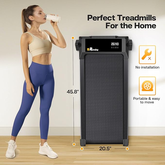 Under Desk Treadmill, Walking Pad for Home/Office, Portable Walking Treadmill 2.5HP, Walking Jogging Machine with 265 lbs Weight Capacity Remote Control LED Display