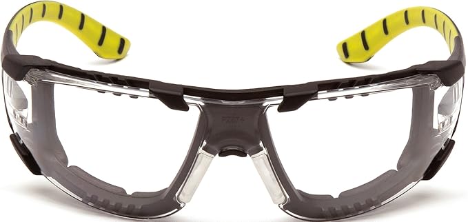 Pyramex Endeavor Plus Safety Glass Black/Gray Frame With Foam Padding Clear H2MAX Anti-fog Lens