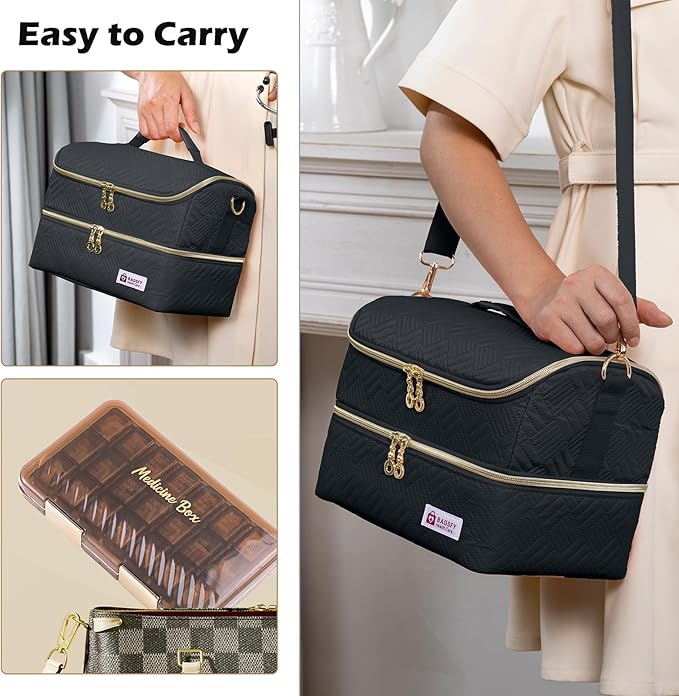 BAGSFY Travel Medicine Bag Organizer with 7-Day Pill Organizer, AM & PM Pill Box, Medication Storage, First Aid Kit Case