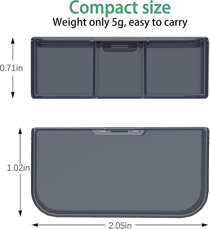 4 Packs Small Pill Organizer Box, Travel Pills Container Vitamin and Portable Daily Mini Medicine Case Holder for Pocket Pharmacy Purse Briefcase with Labels Storage Boxes (Clear Black)