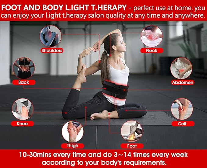 JOBYNA Red L.Ight & I.nfrared L.Ight for Foot or Body, 150PCS 640/660nm Red L.Ight & 850nm I.nfrared L.Ight for Foot, 3 Level Temperature, 10/20/30mins Timer and Pulse Mode