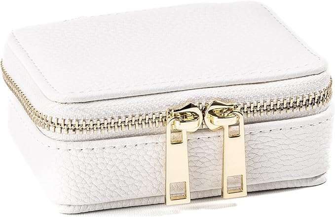 Weekly Pill Organizer 7 Day – Travel Pill Case for Vitamins & Medication, Premium Vegan Leather Pill Box with Removable Daily Compartments, Portable Supplement Organizer with Secure Zipper (White)