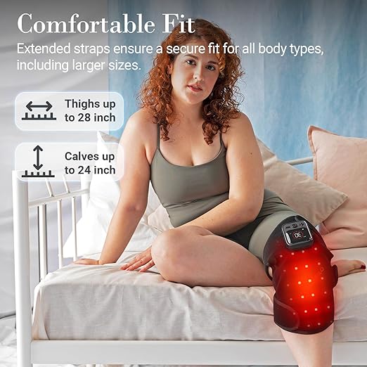 Red Light Knee Massager, 5 Light & Heat Settings, 5 Vibration Modes, 5000mAh Cordless Heated Knee Wrap, for Comfort & Relaxation