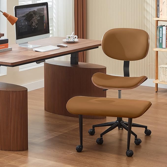 Bestier Meditation Chair with Wider Bentwood Back Support, Ergonomic Cross Legged Office Chair for Adults up to 300 lbs, 360° Swivel Adjustable Height for Multi Position (Contemporary Bentwood, Brown)