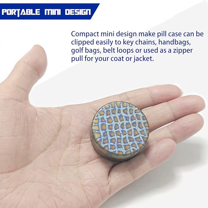 Titanium Waterproof Pill Case EDC Urgency Capsule Case Pocket Metal Box Camping Tiny Case, Blue