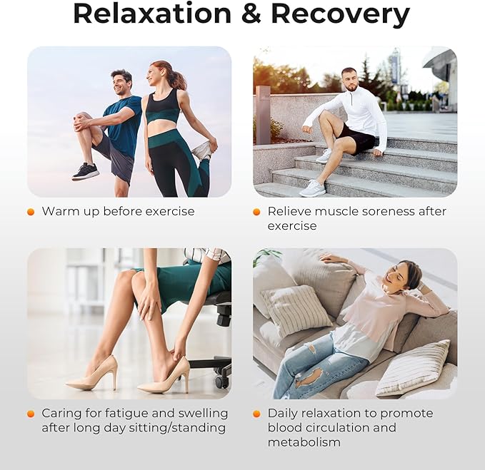Nekteck Leg Compression Massager with Heat Leg Massager for Circulation and Pain Relief, Air Compression Boot Massage Tool with 2 Heats 6 Modes, Relaxation Tool for Men, Women, Athletes