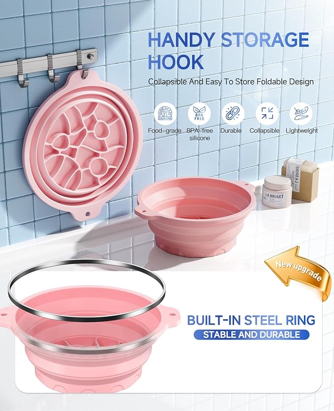 Face Bowl for Ice with Built-in Ice Tray Collapsible Silicone Facial Ice Bath Bowl Small Reusable Cold Plunge Basin, Ideal for Home Travel Use, Cold Bath Spa Tool