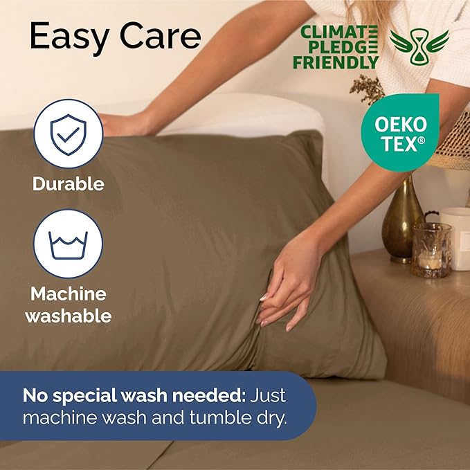 King Size 4-Piece Sheet Set - Extra Soft, Breathable & Cooling - Hotel Luxury Durable Bed Sheets - Deep Pockets, Easy-Fit & Wrinkle-Free - Neutral Brown Oeko-Tex
