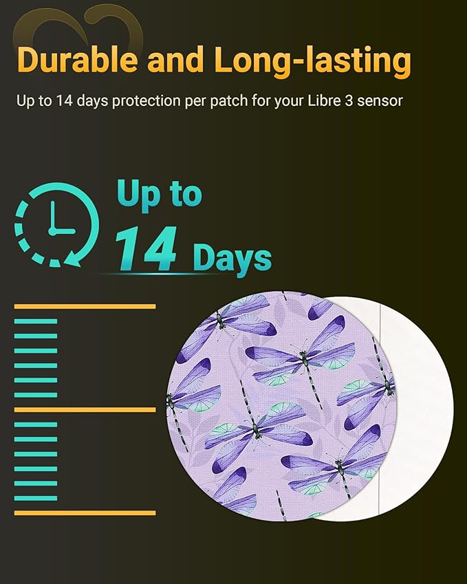 Libre 3 Sensor Covers Waterproof, 10 Pack Freestyle Libre 3 Plus Covers, Bump-Proof with Hard Cap, Waterproof Breathable CGM Adhesive Patches, 14-Day CGM Protection (Butterfly & Flamingo)