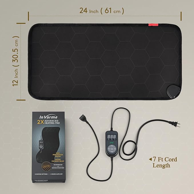 Extra Hot Heating Pad: 2X Graphene Max 160℉ Electric Heating Pad for Back Neck Shoulders Leg - Fast Deep Relief for Men Father Husband in Winter - 4H Auto Off 12" x 24"