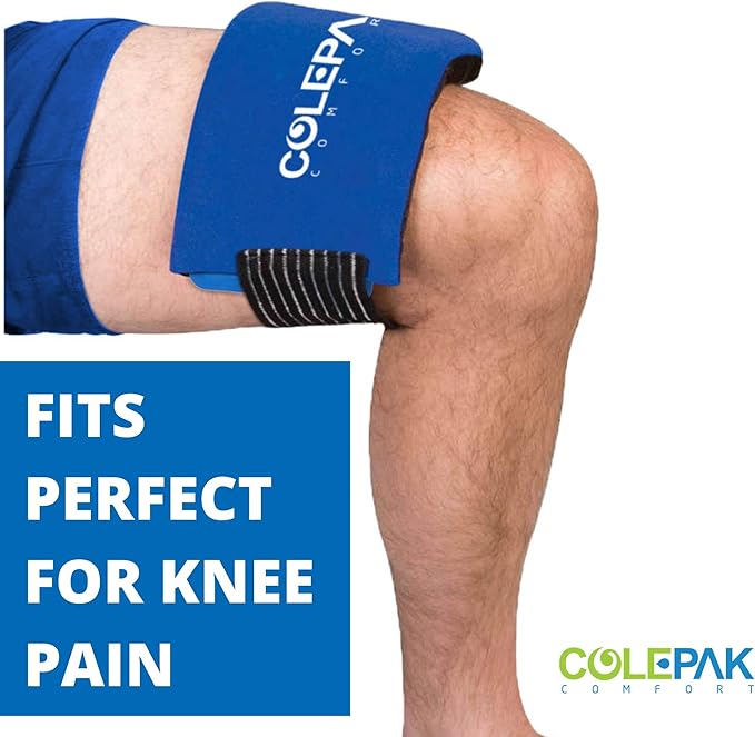 Ice Pack Sleeve - 5.5" x 9.5" Pouch Holder with Wide Elastic Strap (Ice Pack Not Included) Blue