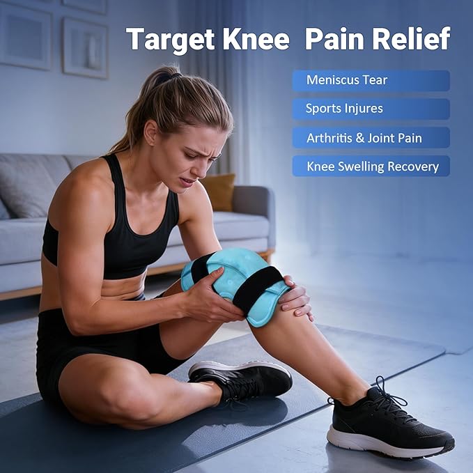 Comfytemp 3D Knee Ice Pack Wrap for Injury Reusable Gel, Knee Cold Pad Brace Physical Therapy for Meniscus Tear, Leg Pain, Replacement, Arthritis, Muscle Recovery, After Surgery Use