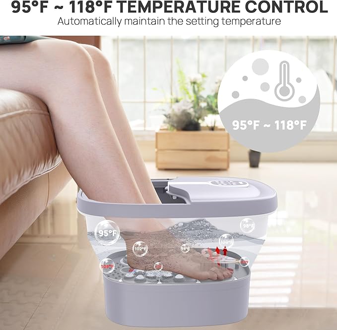 HOSPAN Collapsible Foot Spa Electric Rotary Massage, Foot Bath with Heat, Bubble, Remote, and 24 Motorized Shiatsu Massage Balls. Pedicure Foot Spa for Feet Stress Relief