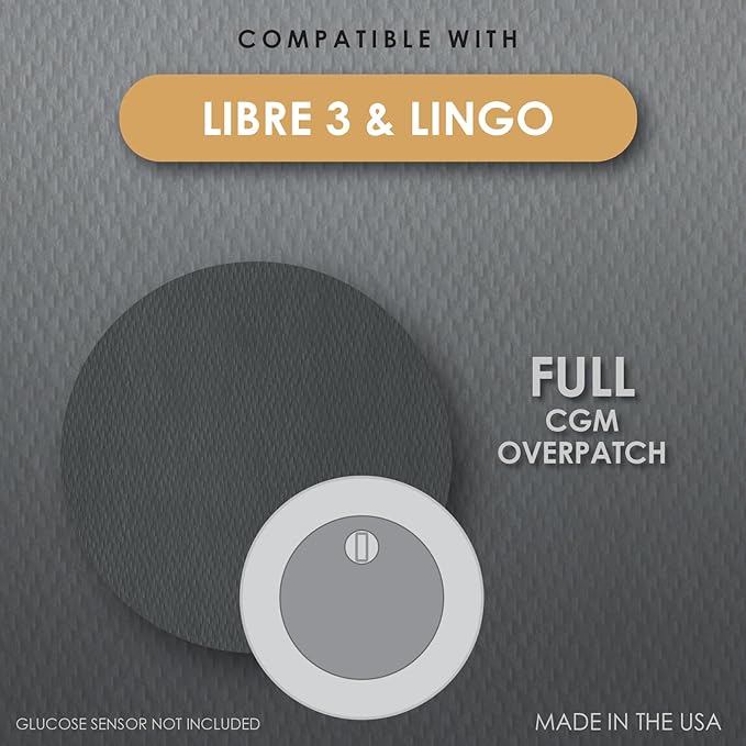 CGM Overpatch | Freestyle Libre 3 | Black Full Coverage Design| 25-Count | Waterproof Adhesive | Anti-Fray | Easy Application & Removal | Made in USA | Sensor Protection