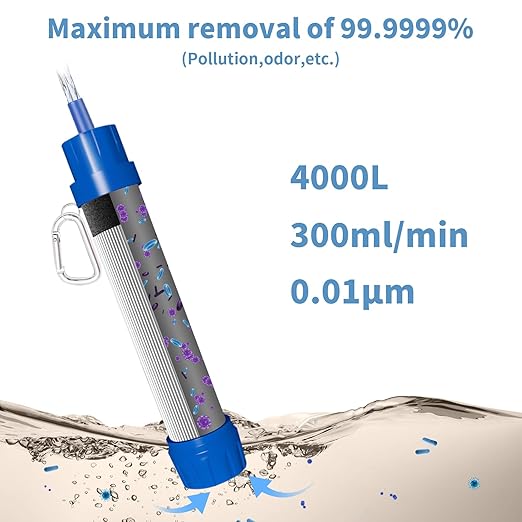 Tentock Outdoor Portable Equipment Personal Water Purification Filter Suitable for Hiking Camping Travel Emergency Preparedness