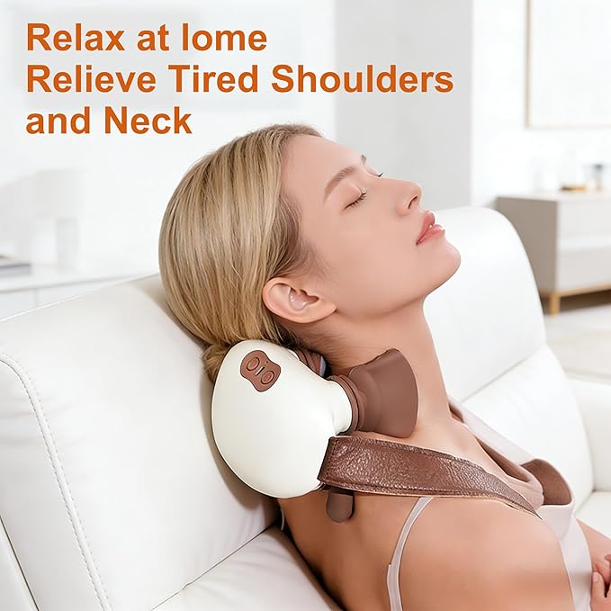 Neck and Back Massager with Heat - 3D Bionic Finger Kneading, Deep Tissue Shiatsu Massage Pillow, Portable for Pain Relief, Ideal Gift for Men & Women