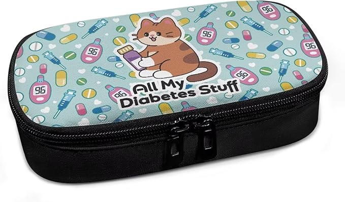 Rnyleeg All My Diabetes Stuff Insulin Cooler Travel Case Cute Cat Insulin Bag for Boys Girls Diabetic Supplies Travel Case Organizer for Ladies